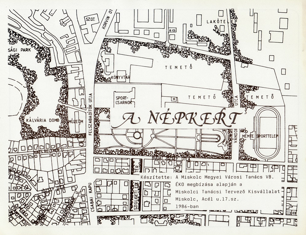 1986-os térképgrafika a Népkertről